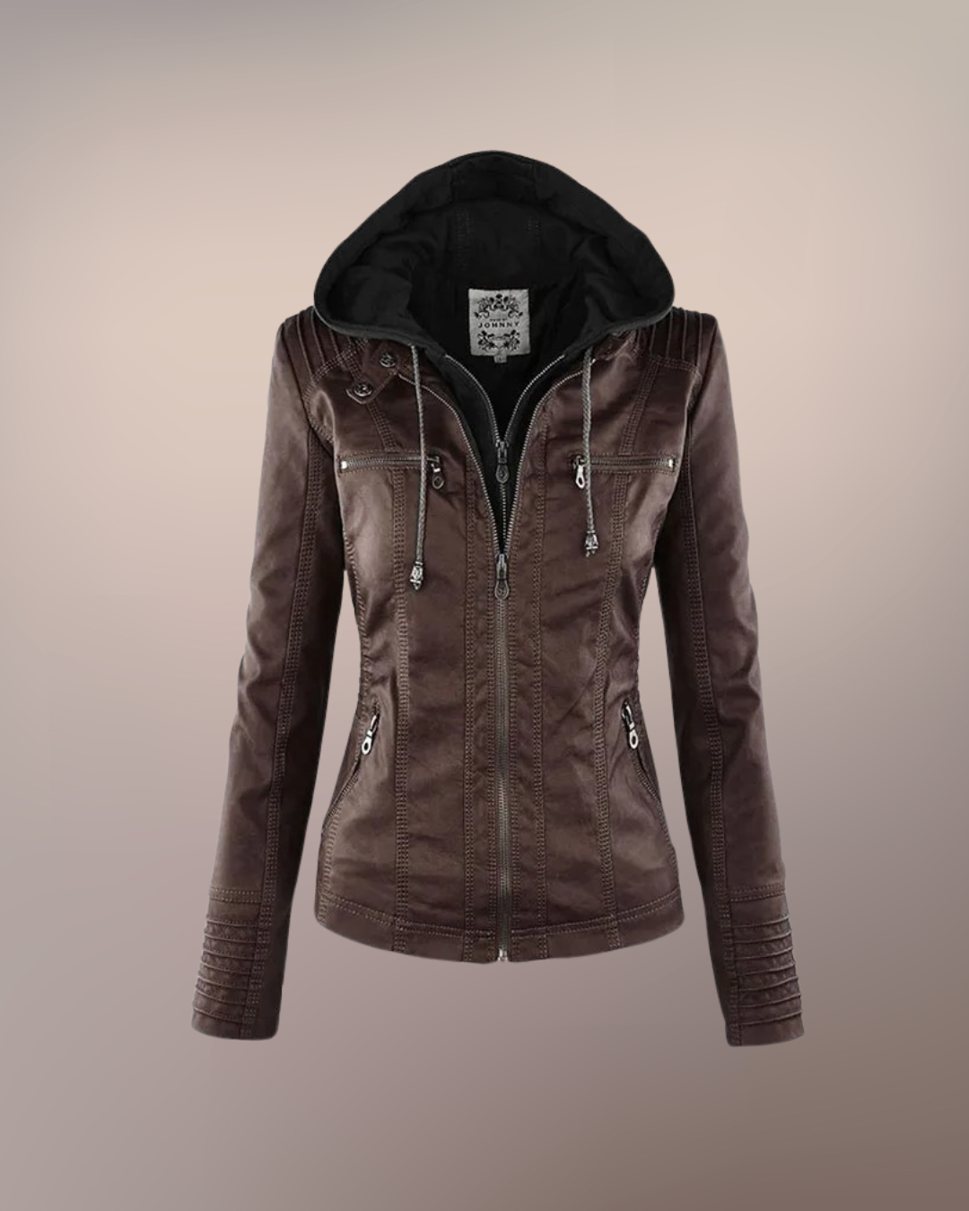 Elara | Lederjacke mit Kapuze
